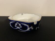 Vintage Ceramic Blue Ivory Gold Glazed Ashtray picture