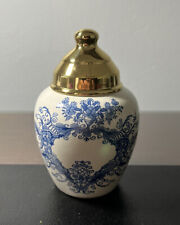 Authentic Delft Mini Ginger jars with Brass lid Made in Holland 4 1/4” tall picture