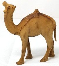 Camel Hand Carved Figurine Wood Dromedary Streaked 1970s Vtg picture
