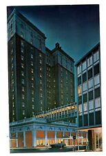 Durham North Carolina Hotel Skywalk Night 1960s convertible classic car postcard picture