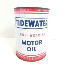 VINTAGE TIDEWATER LONG WEARING MOTOR OIL 1 QUART AN EMPTY USED GREAT CONDITION picture