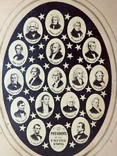 Antique First 17 US Presidents of United States Washington Lincoln Photo Page picture