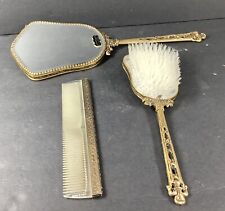 Vintage Stylebuilt Accessories 24K GOLD PLATED New York  Rose Mirror Brush Set picture