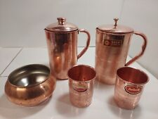 Lot Of Copper Pitchers Cups & Bowl 7 Piece Set Saga & Ashok picture