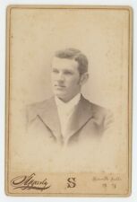 Antique Circa 1880s Cabinet Card Handsome Dapper Man in Suit Hoosick Falls, NY picture