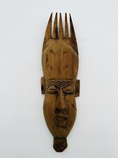 VINTAGE HAND CARVED WOOD AFRICAN FOLK ART WALL MASK MAN FACE TRIBAL picture