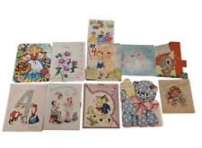Lot of 11 Vintage 1940-50s Birthday Cards Ephemera Scrapbooking Cats picture