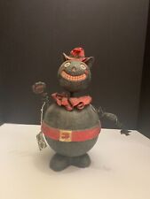 Vintage Department 56 Halloween Glitter Black Cat Covered Candy Treat Bowl picture