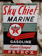 VINTAGE 62 TEXACO PORCELAIN SIGN SKY CHIEF PETROX MOTOR OIL GAS STATION SERVICE picture