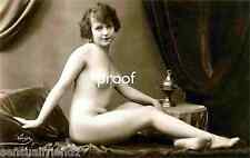 French Model Old Vintage Antique Innocent Nude Early 1900s Photo Reprint  245 picture