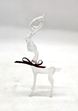 Vintage Frosted Bolwn Glass Prancing Reindeer Christmas Figurine picture