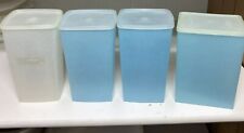 VTG Set of 4 Tupperware Square Round Containers W/ Lids Clear & Ice Blue 1955 picture