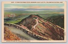 From Summit of Mount Washburn Yellowstone National Park Vintage Linen Postcard picture