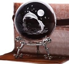 HDCRYSTALGIFTS 60mm Dolphins Crystal Decorative Ball 2.3
