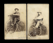 Very Rare 1860s CDV Photos Carson City Nevada Pioneers Riding Boneshaker Bikes picture