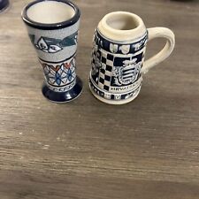 Lot Of 2 Ceramic Shot Glasses.. hand-painted picture