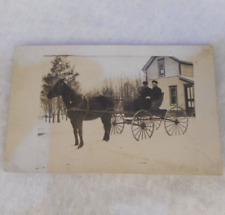 Vintage Black and White Photo Postcard Horse and Buggy picture
