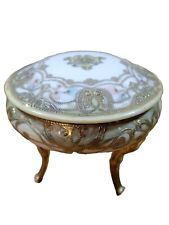 VTG Handpainted Noritake Footed Lidded Trinket Dish, Gold Raised Relief, Preown  picture