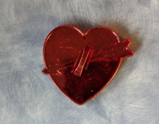 Vintage Red Plastic Cookie Cutter Arrow Heart w Handle Valentine's Day AA8P picture
