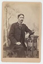 Antique 1882 ID'd Cabinet Card Handsome Man Named C.H. Spaulding Mustache Suit picture