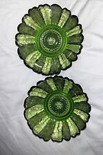 Vintage Anchor Hocking Avocado Green Glass Textured Taper Candle Holders Set 2 picture