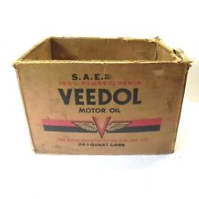VINTAGE VEEDOL MOTOR OIL SAE 20 100% PENNSYLVANIA 24 CAN BOX EMPTY USED MARKINGS picture