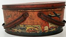 Vintage 1930s Ohio Art #49 Oval Lunch Box With Handles & Removable Tray  picture
