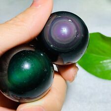 104g 2pcs Rare Natural Colored Obsidian Crystal Ball Quartz Crystal Energy Ball picture