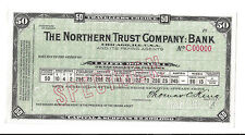  1910 travellers cheque The Northern Trust Bank CHICAGO $50 GOLD MONEY Specimen picture