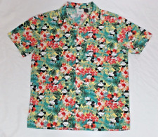 VINTAGE DISNEY MICKEY MOUSE & HIBISCUS CAMP MENS M BUTTON UP SHORT SLEEVE SHIRT picture