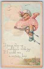 Jumping Baby Little Girl C. Twelvetrees Postcard 1921 Humor Fantasy No 447 picture