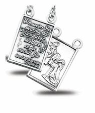 HMHReligious Sterling Silver Jesus Christ 7/8Inch Double Sided Scapular Medal Pe picture