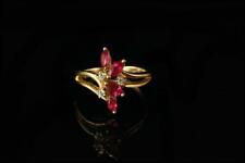 VINTAGE 14K GOLD PINK RUBY WHITE SPINEL RING   BR picture