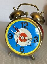 Lux Red Baron Animated Alarm Clock Twin Bell German Fighter Plane WORKS picture
