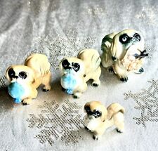 Set of 4-Antique/Vintage Miniature Pekinese Dogs Bone China Figurines picture