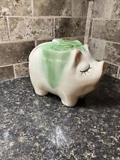 Vintage 1950’s, Rare McCoy Pottery Green Bow Piggy Bank  picture