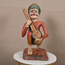 Music Man Statue Vintage Indian Wood Carving Painted Figurine Men Figurine picture