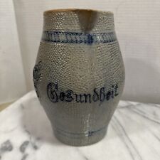 Antique Whites Utica German Stoneware Pitcher Gesundheit Prosit Jug Salt Glaze picture