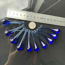 10PC 80MM Smooth Blue Waterdrop Crystal Glass Hanging Suncatcher Chandelier DIY picture