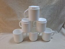  ARC Arcopal Classic White Milk Glass Coffee Cups Mugs Made in France Box/Set 6  picture