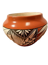 Isleta Pueblo Pottery Polychrome Vase Native Artist Signed New Mexico Vintage picture