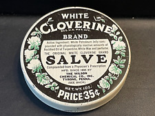 Vtg White Cloverine Brand Salve, Tin ~ 1 oz ~ Empty ~ picture