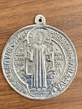 NWOT Large St. Benedict Pewter Doble Sided Medallion /Medallon de San Benito picture