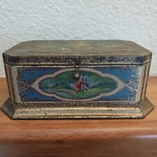 VINTAGE HINGED Artstyle CHOCOLATE CANDY TIN, Victorian Scenes picture