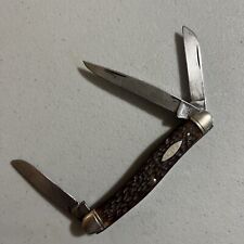 Nice Camillus New York USA No 69 Premium Stock Knife Jigged Bovine Bone 1950’s picture