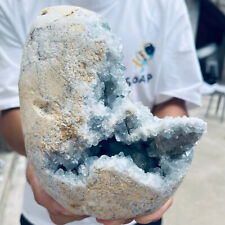 6.4lb Large Natural Blue Celestite Crystal Geode Quartz Cluster Mineral Specime picture