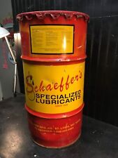 Vintage 15 Gallon Schaeffer's  Oil Drum Gas Station Barrel waste oil Empty picture