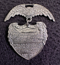 SILVERED BRASS TWO-PIECE FOB FOR: 2ND PAN AMERICAN AERONAUTICAL EXPOSITION ATLAN picture