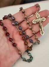 Antique Rosary Made In Italy Gorgeous Glass Beads Rainbow Glass euc picture
