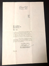VL SHEVLIN - Secretary signed 1935 HENRY FORD Stationery letter Auto Request picture